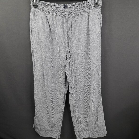 Lane Bryant Women Pants 14 16 Blue Stripe Linen Timeless Coastal Preppy Wide Leg - Picture 1 of 13